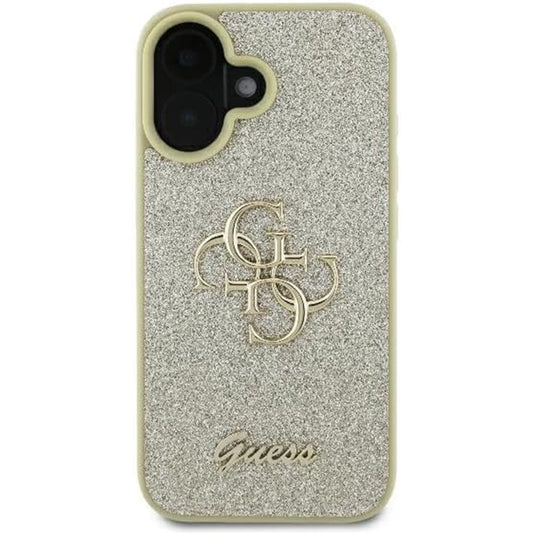 Pouzdro pro Apple iPhone 16, Guess, Fixed Glitter Big 4G, Zlaté