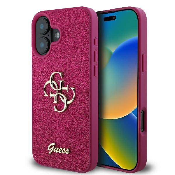 Pouzdro pro Apple iPhone 16, Guess, Fixed Glitter Big 4G, Fialové