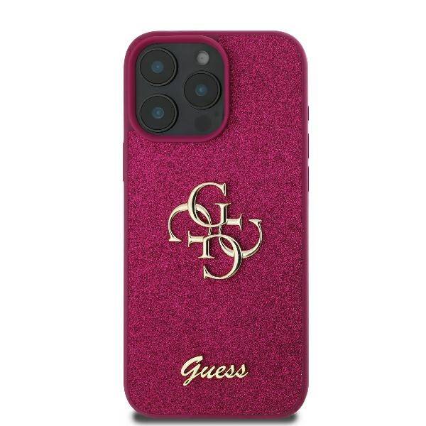 Pouzdro pro Apple iPhone 16, Guess, Fixed Glitter Big 4G, Fialové