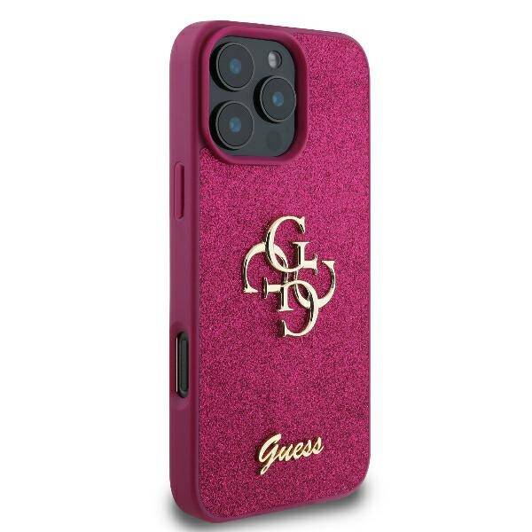 Pouzdro pro Apple iPhone 16, Guess, Fixed Glitter Big 4G, Fialové