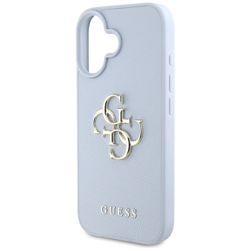 Pouzdro pro Apple iPhone 16, Guess, Grained Big 4G Logo Small Classic Logo, Modrá