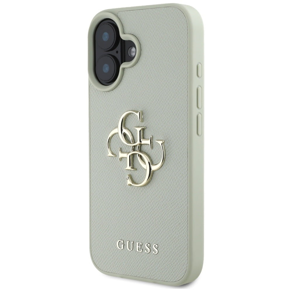 Pouzdro pro Apple iPhone 16, Guess, Grained Big 4G Logo Small Classic Logo, Zelená