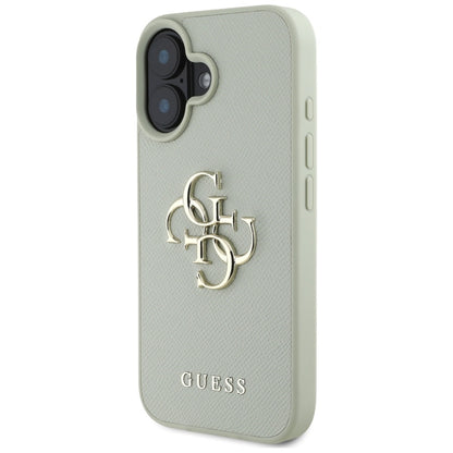 Pouzdro pro Apple iPhone 16, Guess, Grained Big 4G Logo Small Classic Logo, Zelená