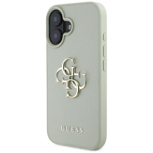 Pouzdro pro Apple iPhone 16, Guess, Grained Big 4G Logo Small Classic Logo, Zelená