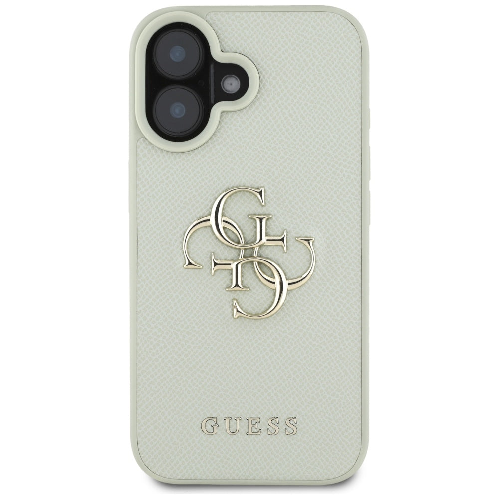 Pouzdro pro Apple iPhone 16, Guess, Grained Big 4G Logo Small Classic Logo, Zelená