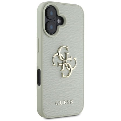 Pouzdro pro Apple iPhone 16, Guess, Grained Big 4G Logo Small Classic Logo, Zelená