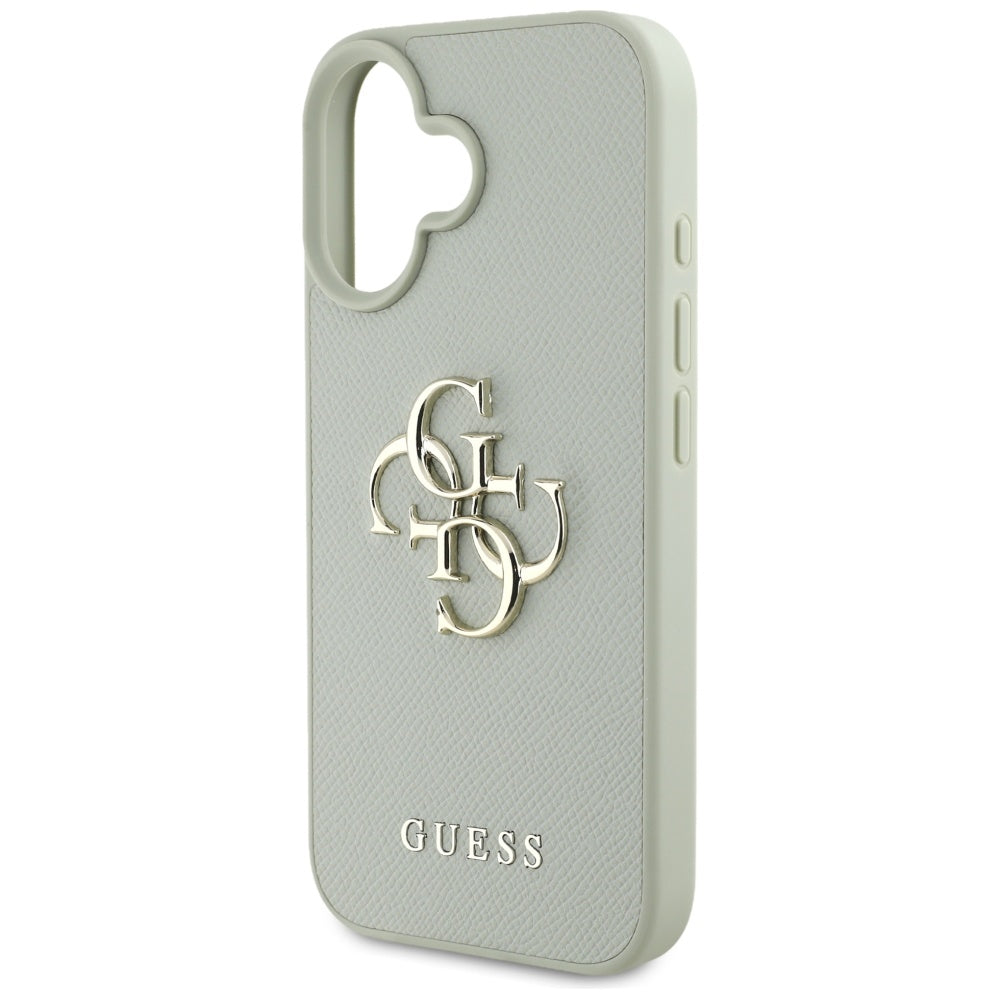 Pouzdro pro Apple iPhone 16, Guess, Grained Big 4G Logo Small Classic Logo, Zelená