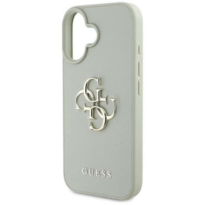 Pouzdro pro Apple iPhone 16, Guess, Grained Big 4G Logo Small Classic Logo, Zelená
