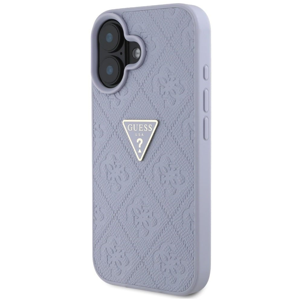 Pouzdro pro Apple iPhone 16, Guess, Hot Stamp 4G Pattern Triangle Logo, Světle fialová.
