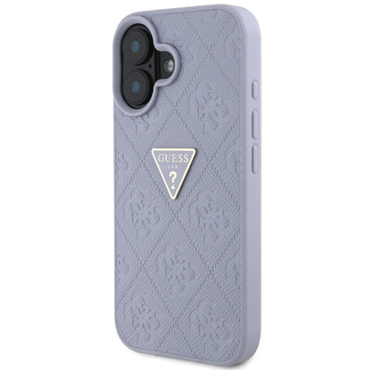 Pouzdro pro Apple iPhone 16, Guess, Hot Stamp 4G Pattern Triangle Logo, Světle fialová.