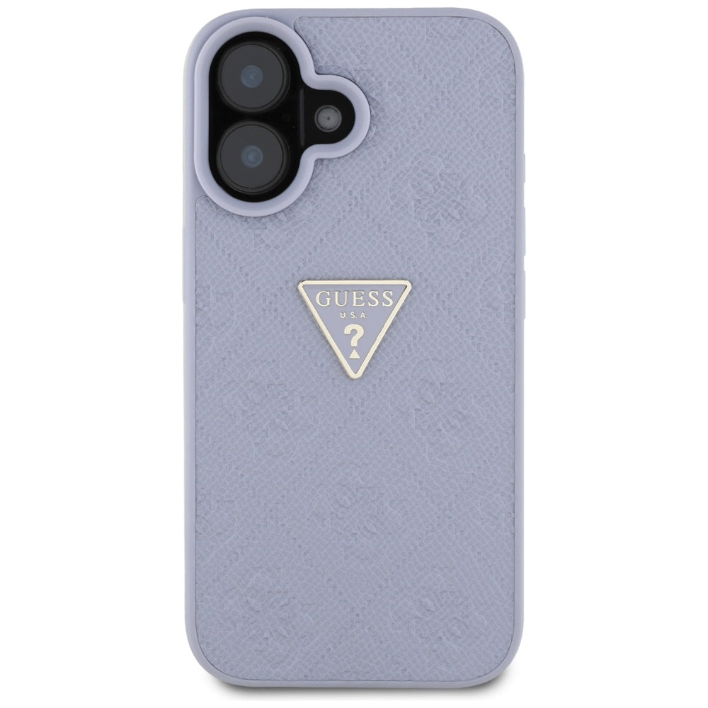 Pouzdro pro Apple iPhone 16, Guess, Hot Stamp 4G Pattern Triangle Logo, Světle fialová.