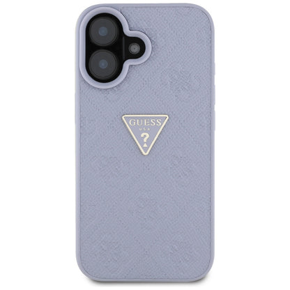 Pouzdro pro Apple iPhone 16, Guess, Hot Stamp 4G Pattern Triangle Logo, Světle fialová.