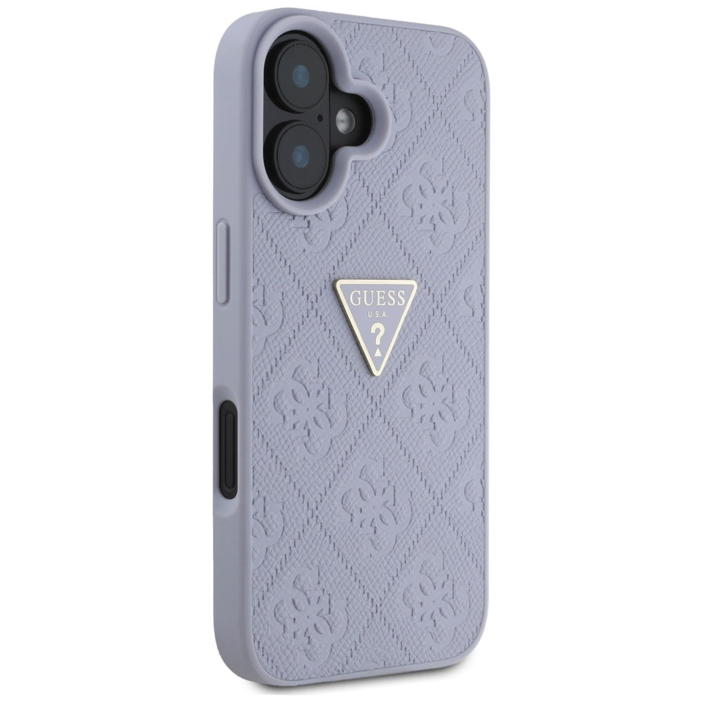 Pouzdro pro Apple iPhone 16, Guess, Hot Stamp 4G Pattern Triangle Logo, Světle fialová.
