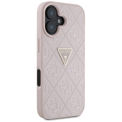 Pouzdro pro Apple iPhone 16, Guess, Hot Stamp 4G Pattern Triangle Logo, Růžové