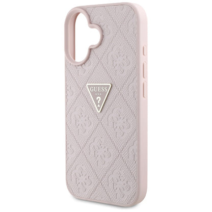 Pouzdro pro Apple iPhone 16, Guess, Hot Stamp 4G Pattern Triangle Logo, Růžové