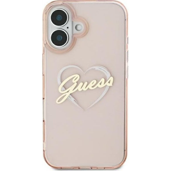 Pouzdro pro Apple iPhone 16, Guess, IML Heart, Růžové
