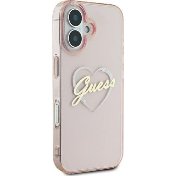 Pouzdro pro Apple iPhone 16, Guess, IML Heart, Růžové