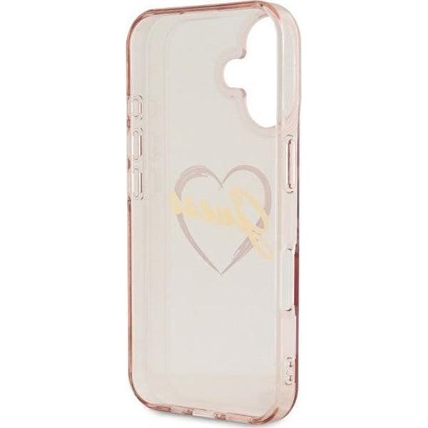 Pouzdro pro Apple iPhone 16, Guess, IML Heart, Růžové