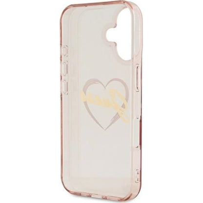 Pouzdro pro Apple iPhone 16, Guess, IML Heart, Růžové
