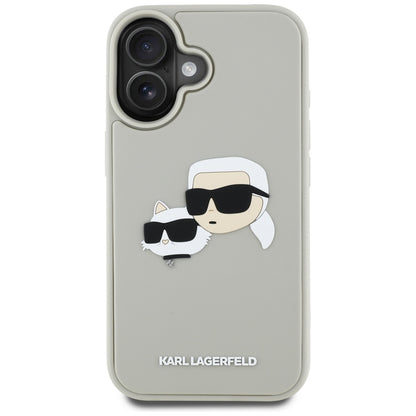 Pouzdro pro Apple iPhone 16, Karl Lagerfeld, 3D Rubber Karl & Choupette, Béžová