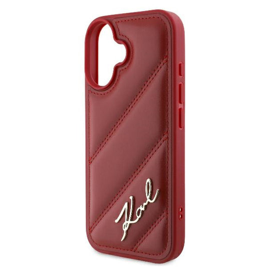 Case for Apple iPhone 16, Karl Lagerfeld, Diagonal Quilted Script, Pink