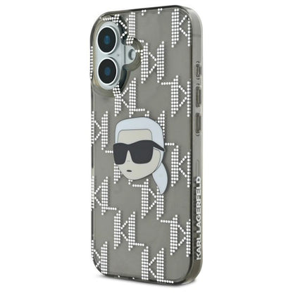 Pouzdro pro Apple iPhone 16, Karl Lagerfeld, IML Luxury Electroplated Karl's Head, Černá