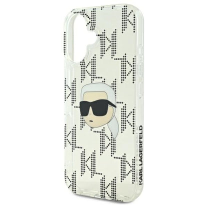 Pouzdro pro Apple iPhone 16, Karl Lagerfeld, IML Luxury Electroplated Karl's Head, Průhledné