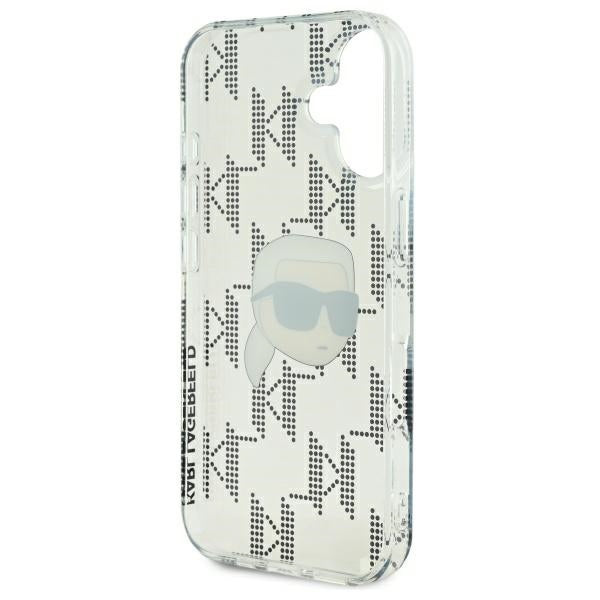 Pouzdro pro Apple iPhone 16, Karl Lagerfeld, IML Luxury Electroplated Karl's Head, Průhledné