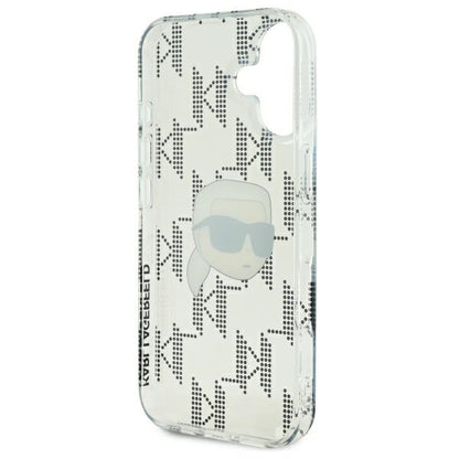Pouzdro pro Apple iPhone 16, Karl Lagerfeld, IML Luxury Electroplated Karl's Head, Průhledné