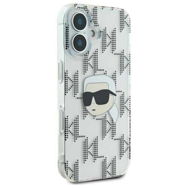 Pouzdro pro Apple iPhone 16, Karl Lagerfeld, IML Luxury Electroplated Karl's Head, Průhledné