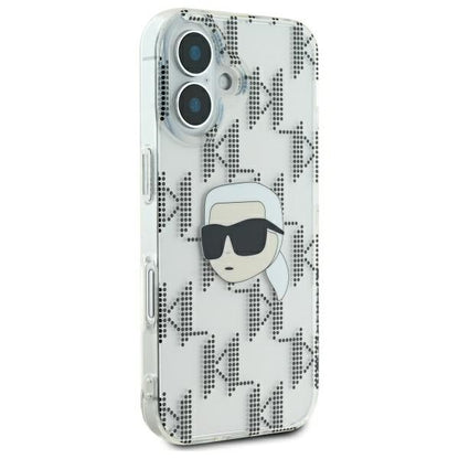 Pouzdro pro Apple iPhone 16, Karl Lagerfeld, IML Luxury Electroplated Karl's Head, Průhledné