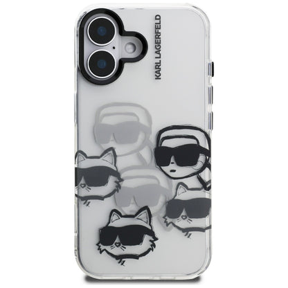 Pouzdro pro Apple iPhone 16, Karl Lagerfeld, IML Luxury Multi Head Pattern, Průhledné