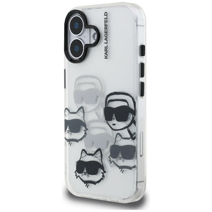 Pouzdro pro Apple iPhone 16, Karl Lagerfeld, IML Luxury Multi Head Pattern, Průhledné