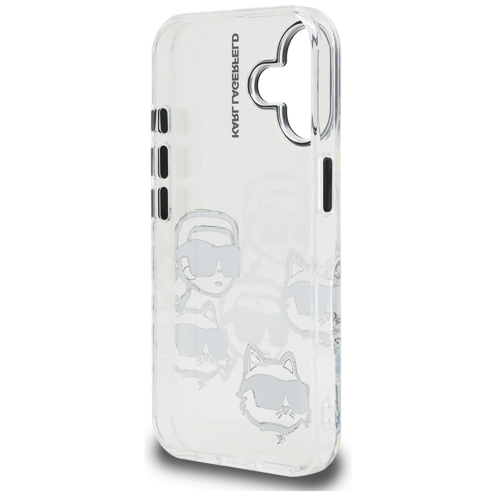 Pouzdro pro Apple iPhone 16, Karl Lagerfeld, IML Luxury Multi Head Pattern, Průhledné