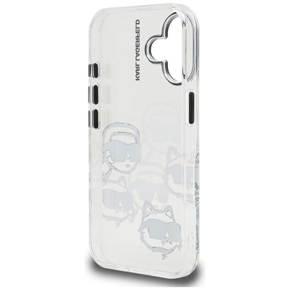 Pouzdro pro Apple iPhone 16, Karl Lagerfeld, IML Luxury Multi Head Pattern, Průhledné