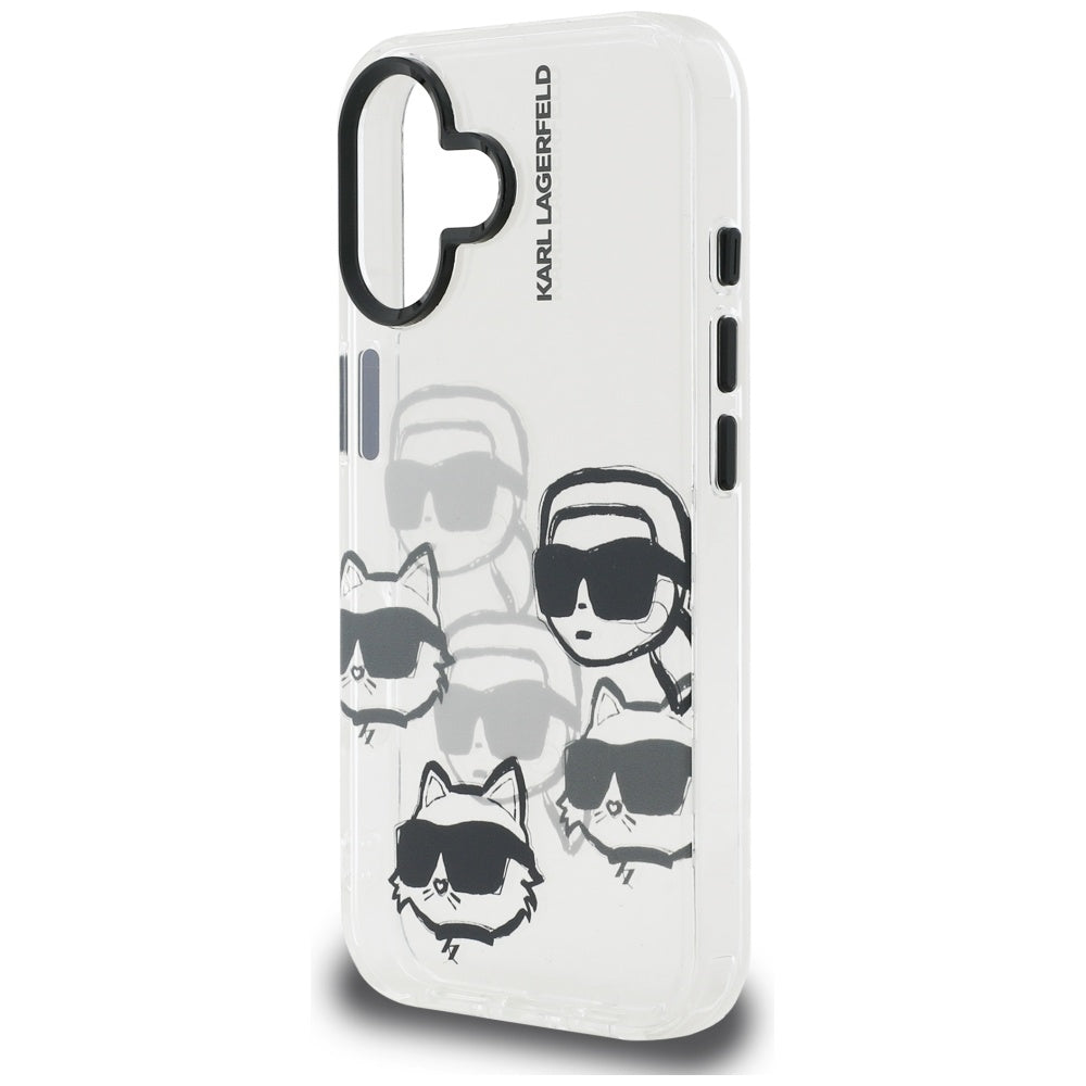 Pouzdro pro Apple iPhone 16, Karl Lagerfeld, IML Luxury Multi Head Pattern, Průhledné