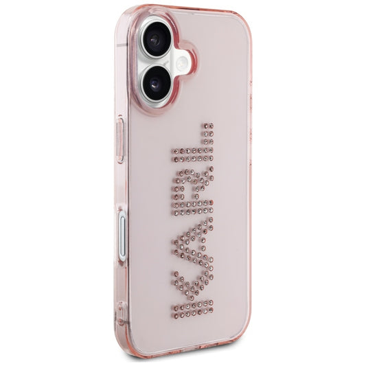 Pouzdro pro Apple iPhone 16, Karl Lagerfeld, IML Rhinestones Pink Logo, Růžové