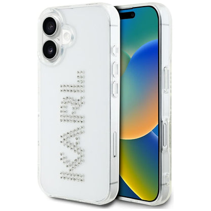 Pouzdro pro Apple iPhone 16, Karl Lagerfeld, IML Rhinestones Transparent Logo, Průhledné