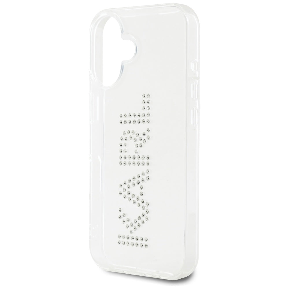 Pouzdro pro Apple iPhone 16, Karl Lagerfeld, IML Rhinestones Transparent Logo, Průhledné