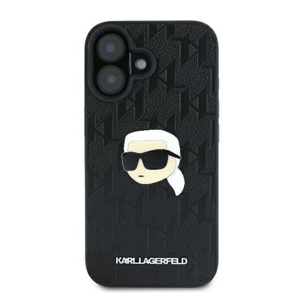 Pouzdro pro Apple iPhone 16, Karl Lagerfeld, Monogram Karl's Head, Černá