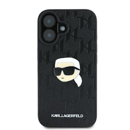 Pouzdro pro Apple iPhone 16, Karl Lagerfeld, Monogram Karl's Head, Černá