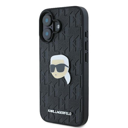 Pouzdro pro Apple iPhone 16, Karl Lagerfeld, Monogram Karl's Head, Černá