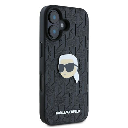 Pouzdro pro Apple iPhone 16, Karl Lagerfeld, Monogram Karl's Head, Černá