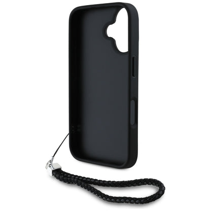 Pouzdro pro Apple iPhone 16, Karl Lagerfeld, Quilted Initial Logo & Chain Strap, Černá