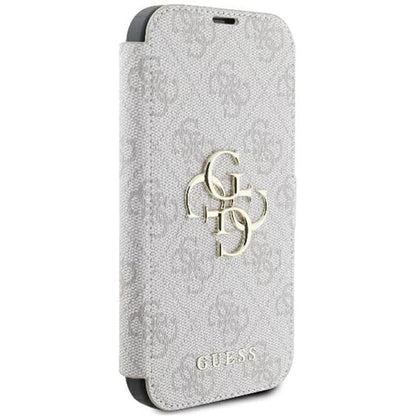 Pouzdro pro Apple iPhone 16 Plus, Guess, 4G Book, Růžové