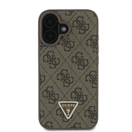 Pouzdro pro Apple iPhone 16 Plus, Guess, 4G Triangle Strass, Hnědá