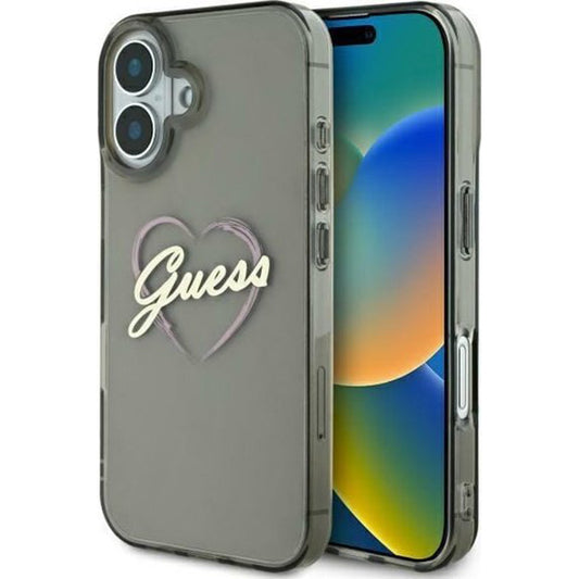Pouzdro pro Apple iPhone 16 Plus, Guess, IML Heart, Černá