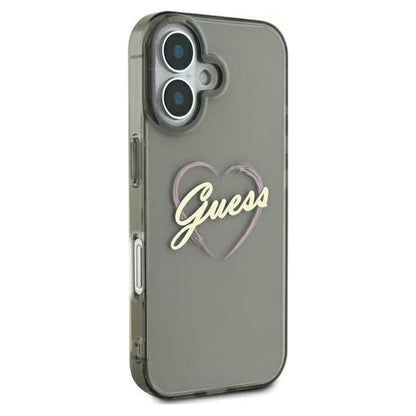 Pouzdro pro Apple iPhone 16 Plus, Guess, IML Heart, Černá