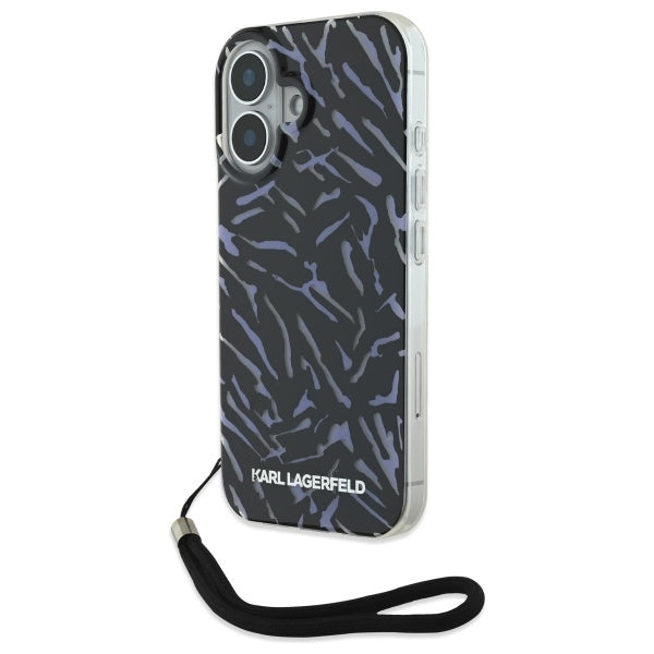 Pouzdro pro Apple iPhone 16 Plus, Karl Lagerfeld, Zebra with Cord Strap, Fialová