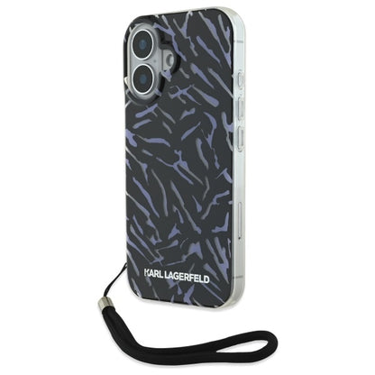 Pouzdro pro Apple iPhone 16 Plus, Karl Lagerfeld, Zebra with Cord Strap, Fialová
